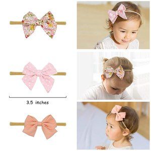 Baby Girl Headbands Fabric Linen Bows Flowers,10 Pack Hair Accessories